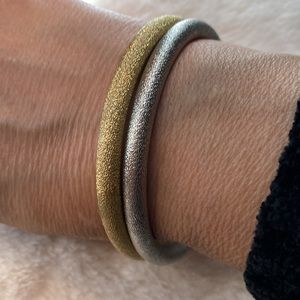 Lia Sophia Kiam Family Jewelery Set of Two Brushed Metal Bangles